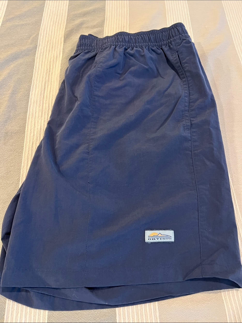 Orvis Navy Blue Elastic-Waist Athletic Shorts